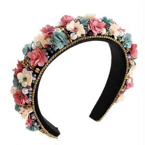 NWOT Buru Padded Flower and Rhinestone Headband - OS